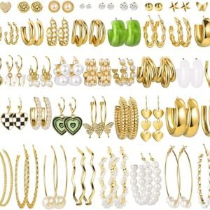 44 Pairs Gold Hoop Earrings Set for Every Occasion