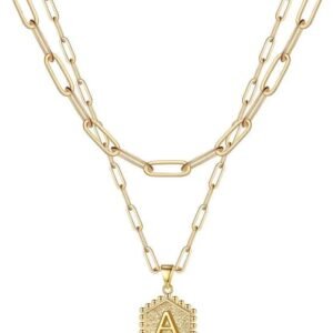 Chic M MOOHAM Gold Layered Initial Necklace for Women