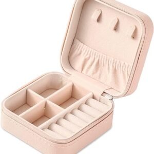 Chic Pink Portable Jewelry Box for Travel & Storage