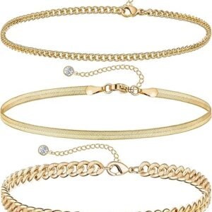 DEARMAY 3-Piece Gold Anklet Set - Perfect Summer Jewelry