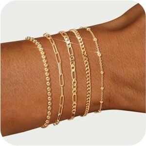 Elegant 14K Gold Plated Stackable Bracelets for Women