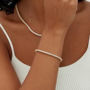 Elegant 14K Gold Plated Tennis Bracelet with Cubic Zirconia