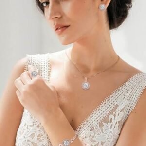 Elegant 4-Piece Cubic Zirconia Jewelry Set for Women