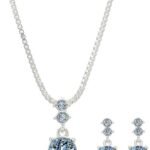 Elegant Silver/Blue Jewelry Set: Necklace & Earrings