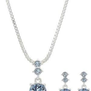 Elegant Silver/Blue Jewelry Set: Necklace & Earrings