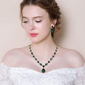 EleQueen Crystal Teardrop Bridal Jewelry Set for Weddings