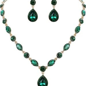 EleQueen Crystal Teardrop Bridal Jewelry Set for Weddings