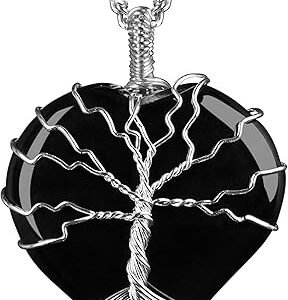 Handmade Black Obsidian Heart Necklace for Healing & Luck
