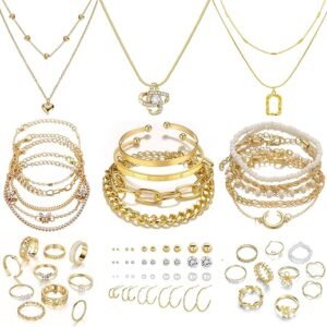 IFKM 36 PCS Gold Plated Jewelry Set for Every Occasion