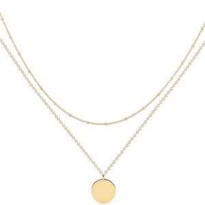 MEVECCO 18K Gold Plated Heart Layered Necklace for Women