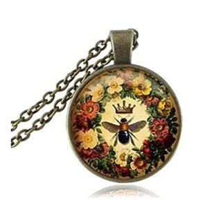 Queen Bee Antique Bronze Necklace - Handmade Flower Jewelry