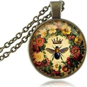 Queen Bee Antique Bronze Necklace - Handmade Flower Jewelry