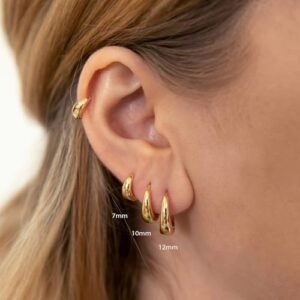 Trendy 3 Pairs Gold/Silver Chunky Hoop Earrings Set