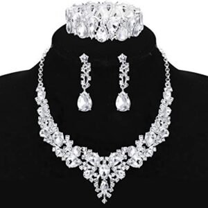 Udalyn Rhinestone Bridal Jewelry Set: Elegant Necklace & Earrings