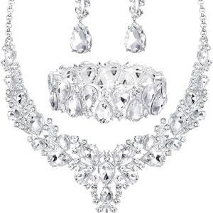 Udalyn Rhinestone Bridal Jewelry Set: Elegant Necklace & Earrings