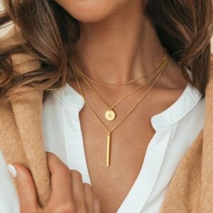 Vjoypro 14K Gold Initial Layered Necklaces for Women