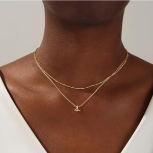 Yoosteel 14K Gold Plated Initial Layered Necklace