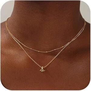 Yoosteel 14K Gold Plated Initial Layered Necklace